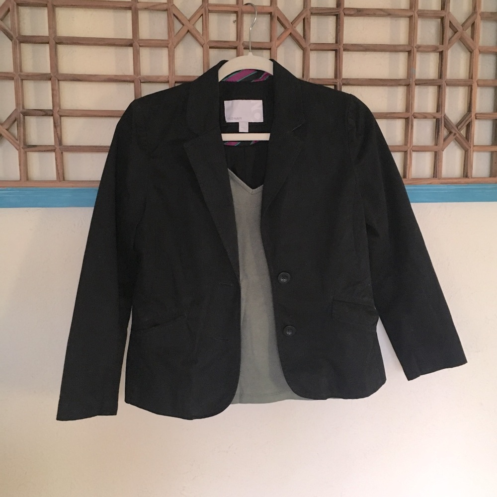 Old Navy Black Cotton Lined Blazer, size small